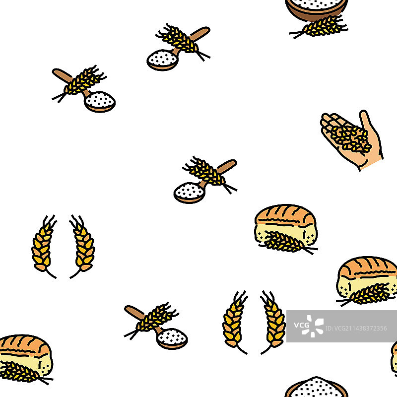 小麦面包丰收无缝图案图片素材