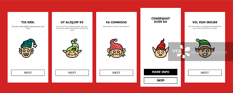 圣诞精灵可爱角色引导页图标合集图片素材