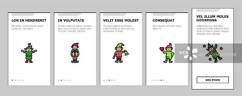 圣诞精灵可爱角色引导页图标合集图片素材