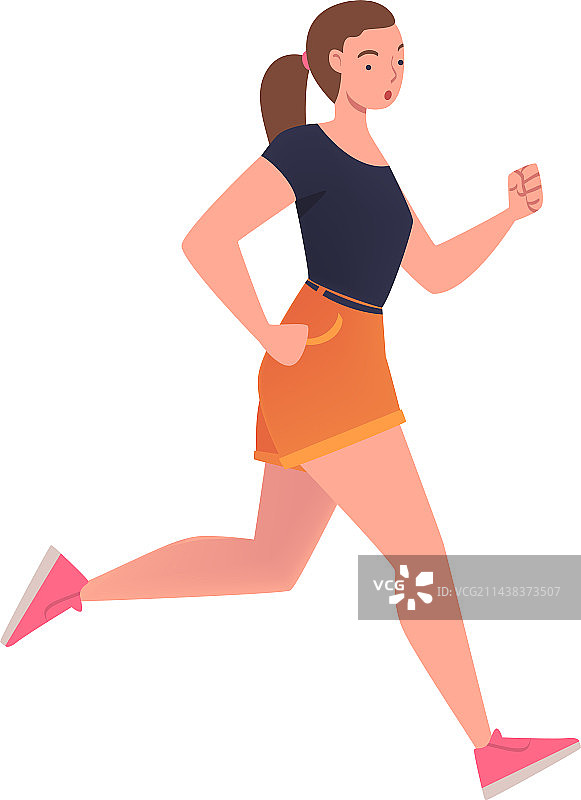 快速奔跑的卡通女人图片素材