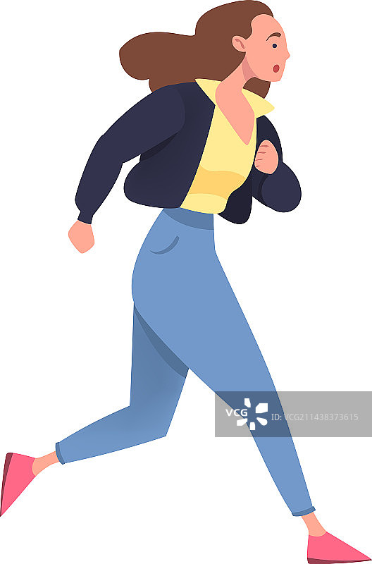 快速奔跑的卡通女人图片素材
