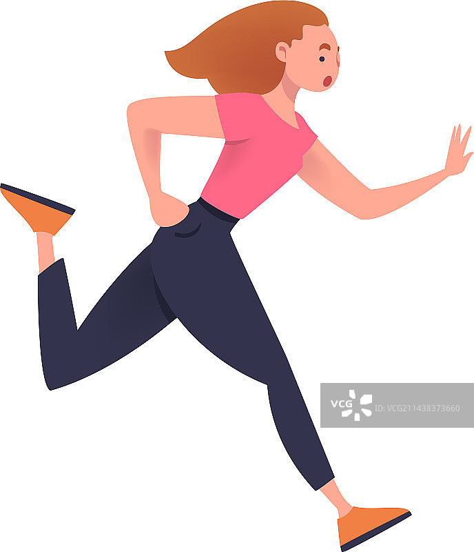 快速奔跑的卡通女人图片素材
