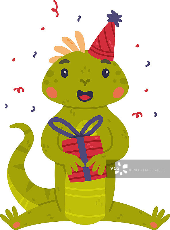 有趣的绿色鳞状鬣蜥角色图片素材