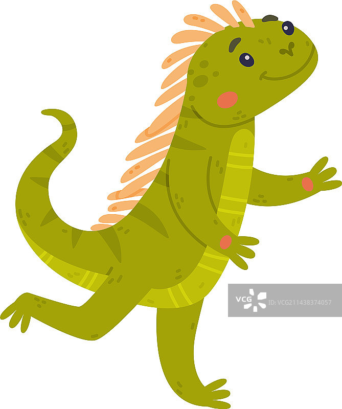 有趣的绿色鬣蜥卡通形象图片素材