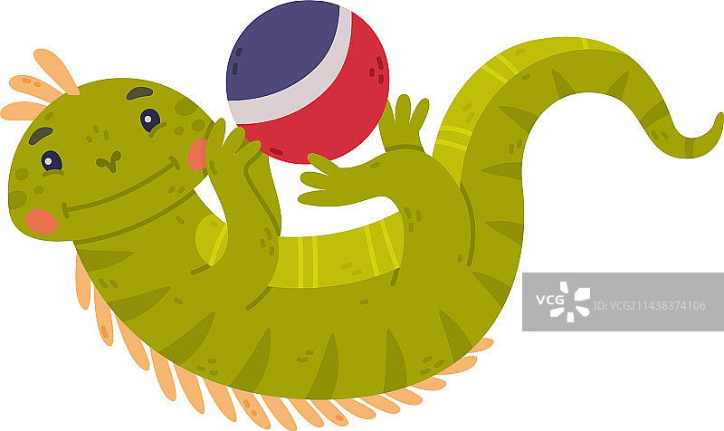 带鳞片的有趣绿色鬣蜥角色图片素材