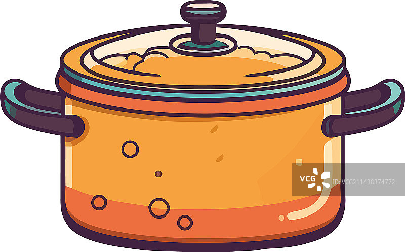 炉灶上沸腾的金属炖锅图片素材