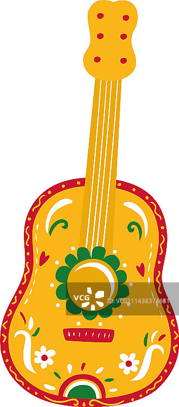 彩色装饰木吉他图标图片素材