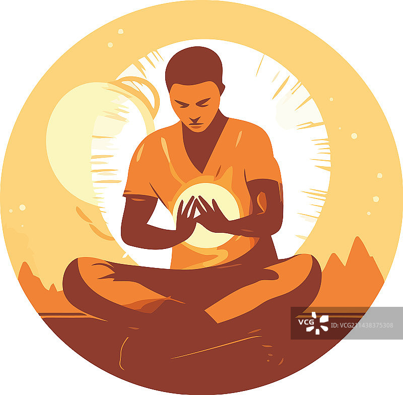 莲花坐姿冥想的男人寻求和谐图片素材