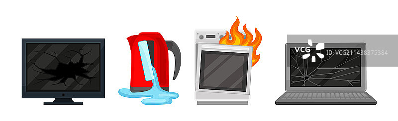 各种损坏的家用电器图片素材