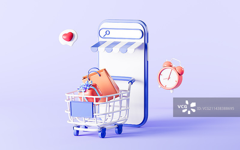 手机与网购主题3D渲染图片素材