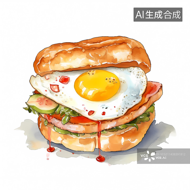 【AI数字艺术】汉堡插画图片素材