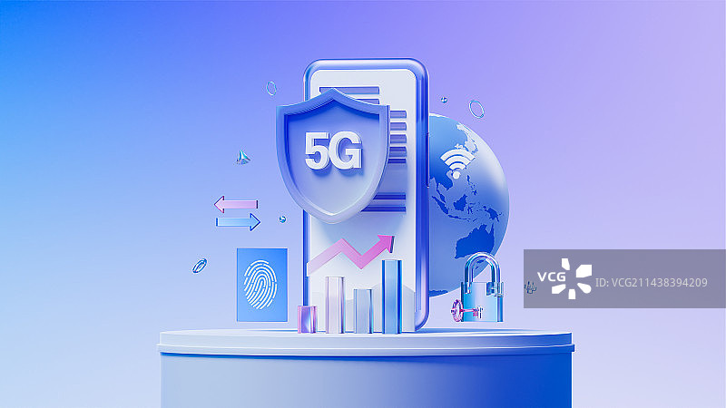 3D渲染5G移动网络主题插画图片素材