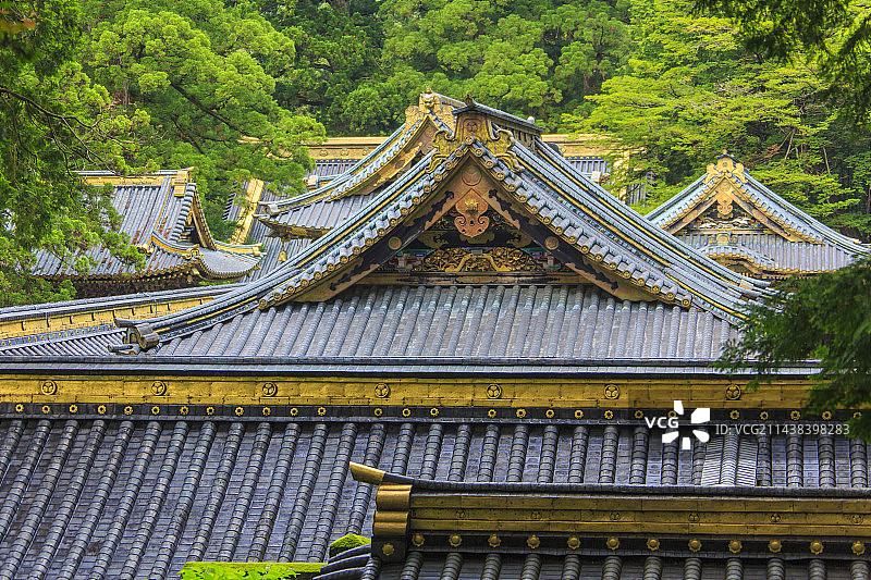 日本枥木县日光市御本社神社的屋顶图片素材