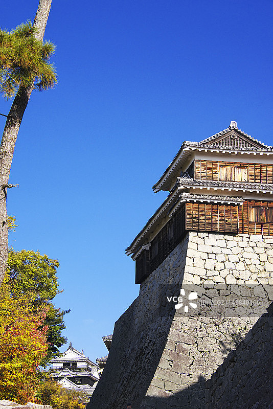 秋天的松山城，位于爱媛县松山市图片素材