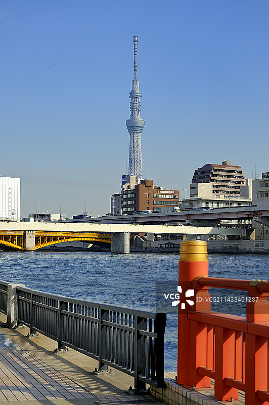 东京台东区隅田川与东京晴空塔图片素材