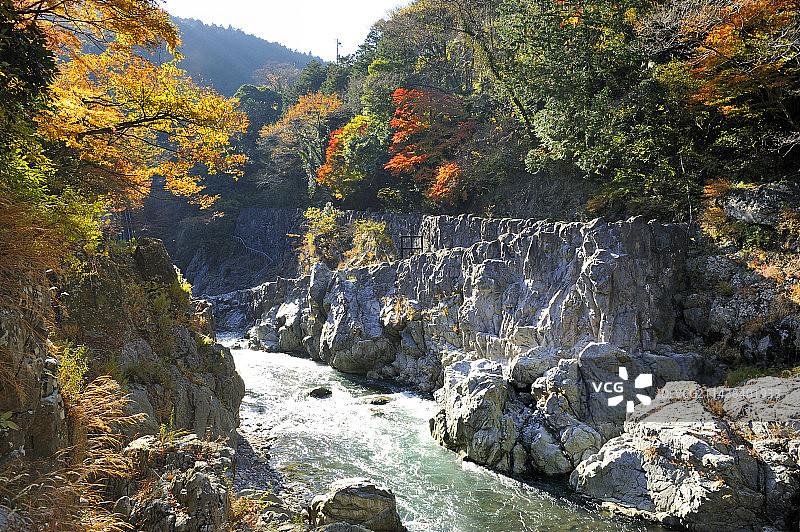 奥多摩町的幡野助谷秋景图片素材