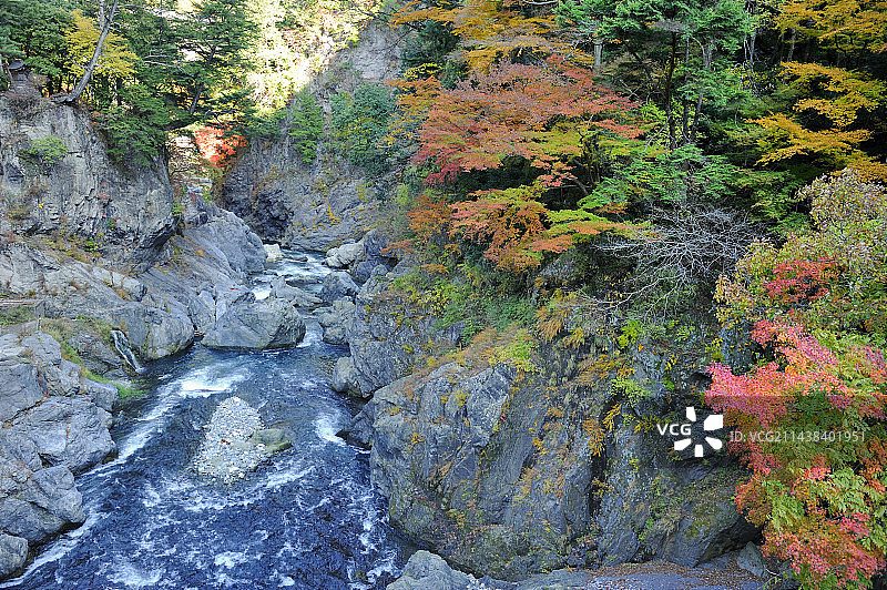 奥多摩町的幡野助谷秋景图片素材