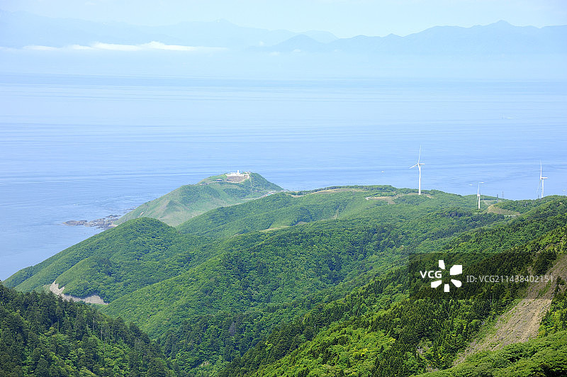 青森县五所川原市龙飞岬和津轻海峡景观图片素材