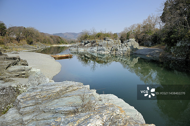 日本长瀞的岩叠岩石图片素材