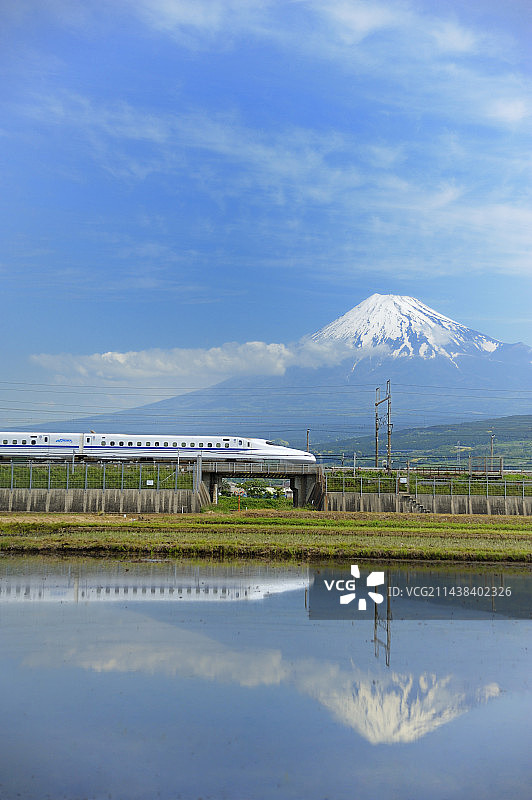 富士山与新干线，日本，静冈县，富士，静冈图片素材