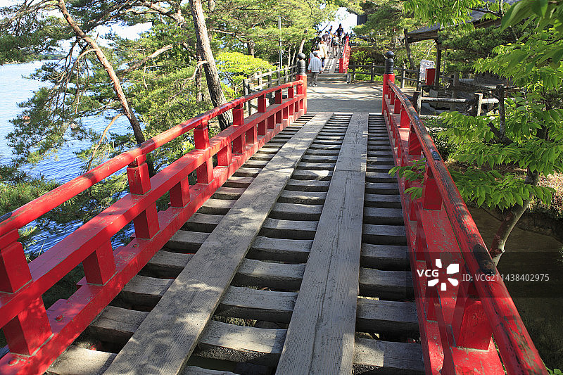 日本三大风景名胜之一：宫城县仙台湾松岛五大堂桥图片素材