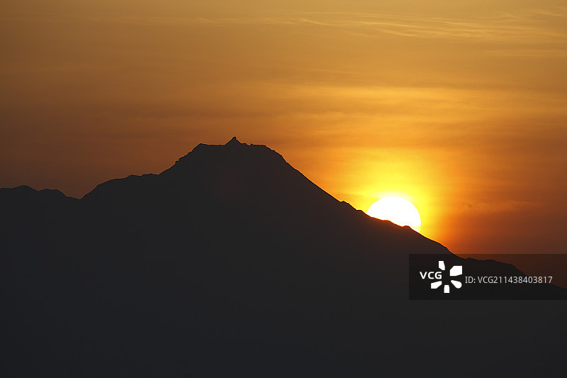 日本熊本县宇土市有明海和云仙岳图片素材