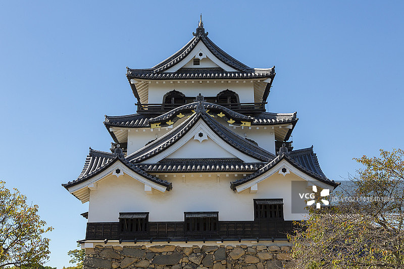 日本滋贺县彦根市彦根城的城堡塔楼图片素材