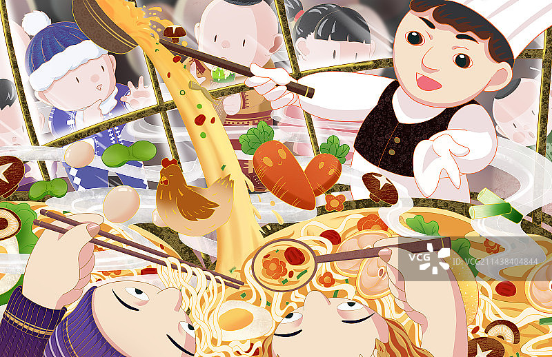 围在一起分享好吃的汤面图片素材