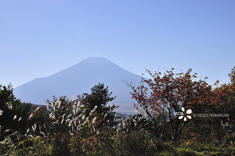日本山梨县忍野村二重曲峠的富士山图片素材