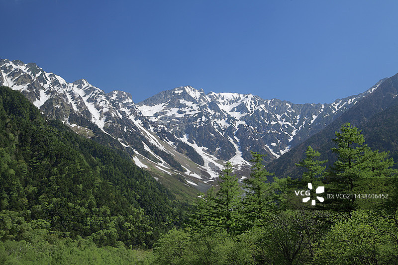 从长野县松本市上高地眺望穗高岳图片素材