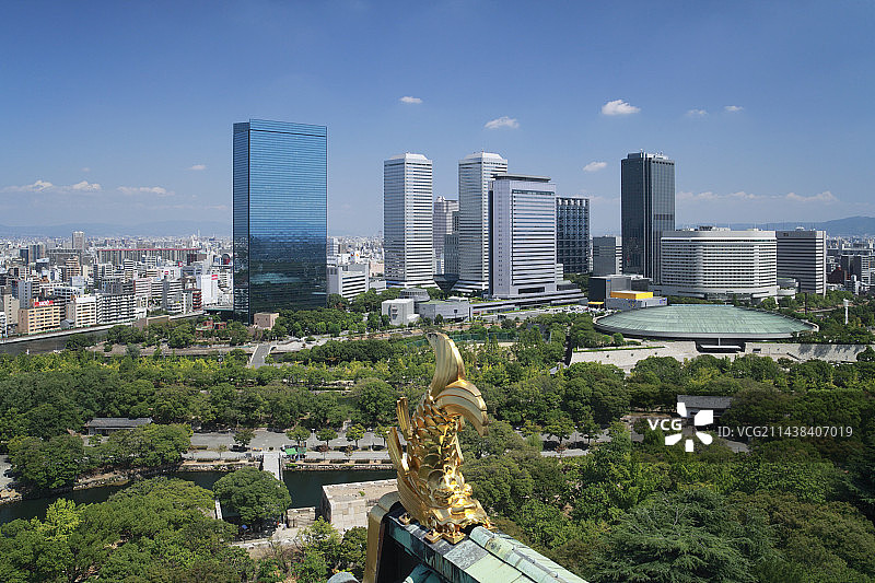 大阪城俯瞰大阪商业园区，大阪府大阪市中央区图片素材