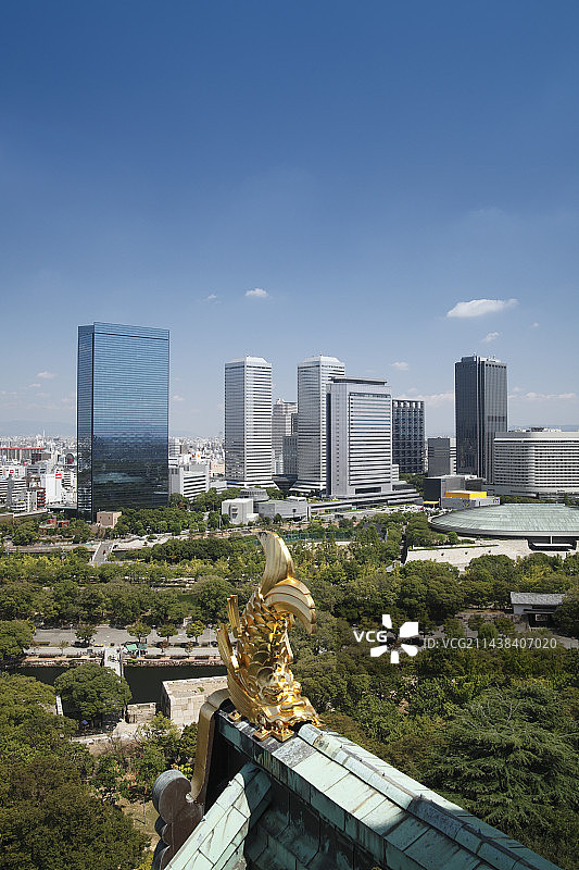 大阪城俯瞰大阪商业园区，大阪府大阪市中央区图片素材