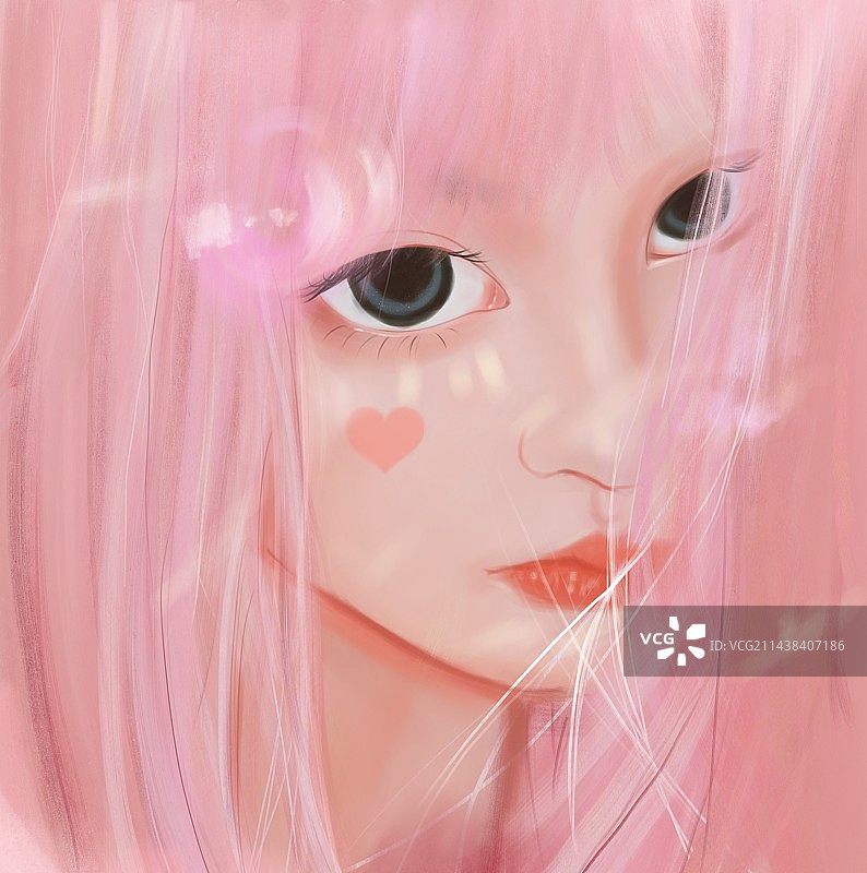 樱花粉少女头像图片素材