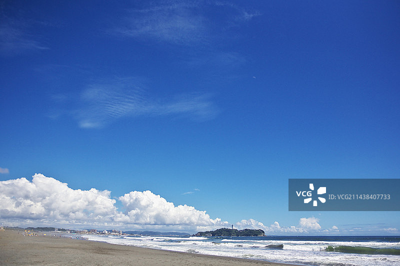 神奈川县藤泽市湘南海岸和江之岛图片素材