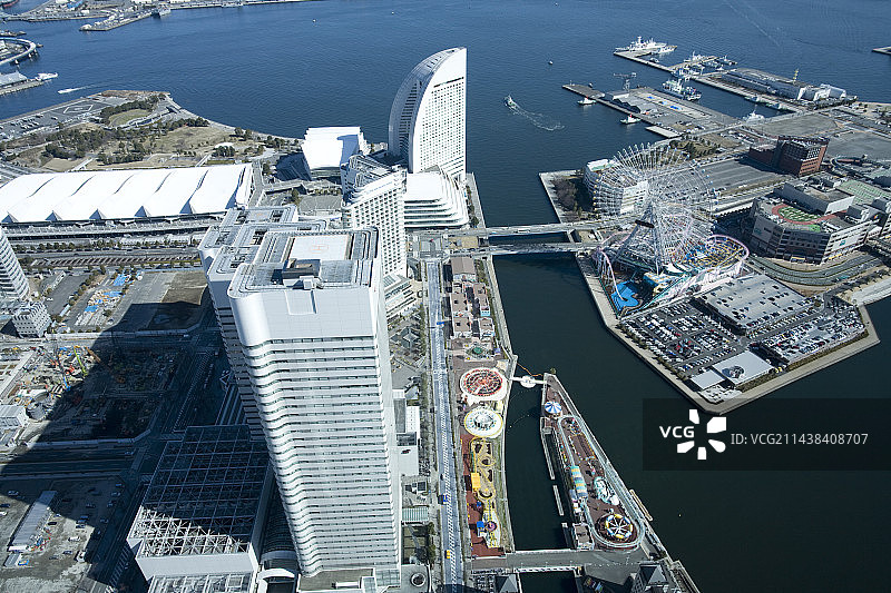 从横滨市地标大厦观赏港未来，神奈川县图片素材