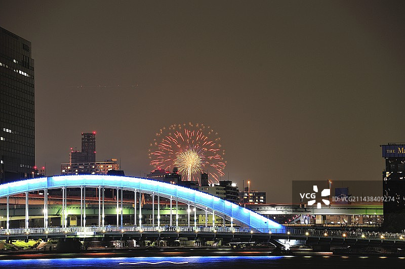 东京隅田川烟花图片素材