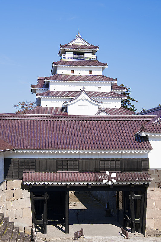 日本福岛县会津若松市的鹤贺城图片素材