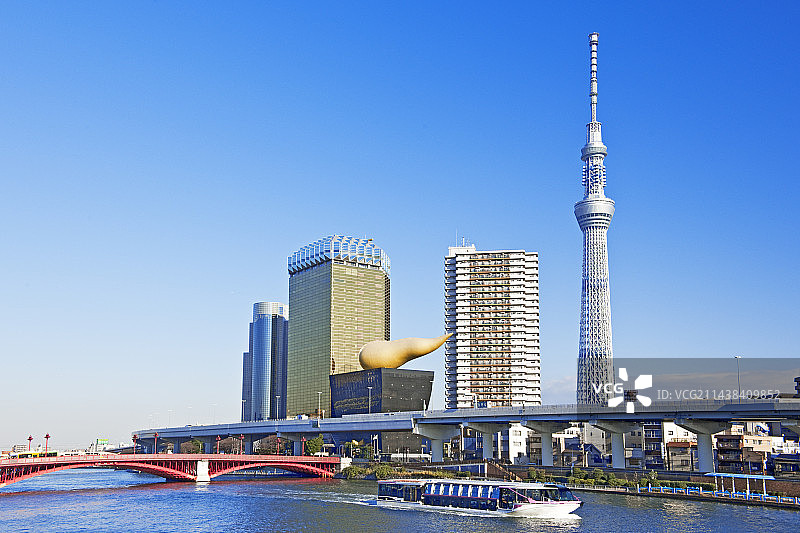 东京台东区隅田川与东京晴空塔图片素材