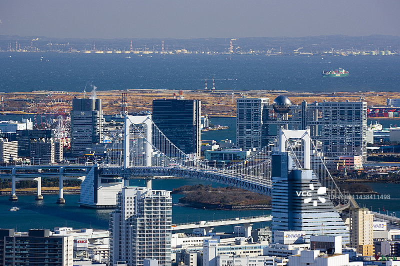 东京彩虹桥和东京湾图片素材