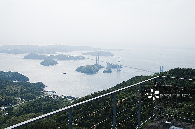 从龟老山展望台看到的来岛海峡大桥，爱媛县今治市图片素材