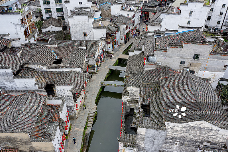 徽派建筑李坑航拍图片素材