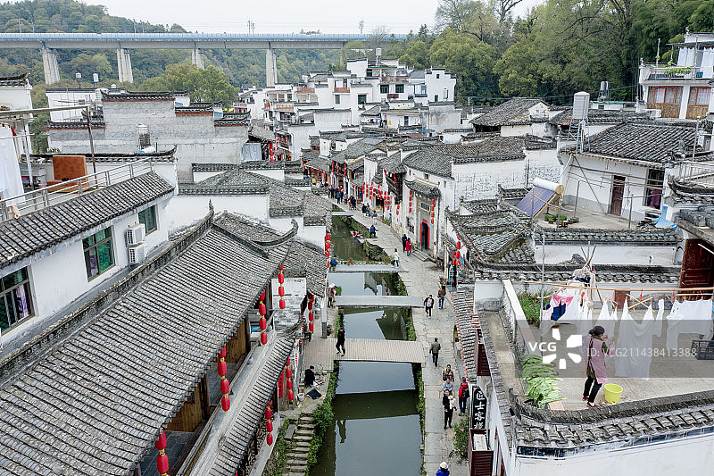 徽派建筑李坑航拍图片素材