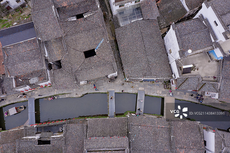 徽派建筑李坑航拍图片素材