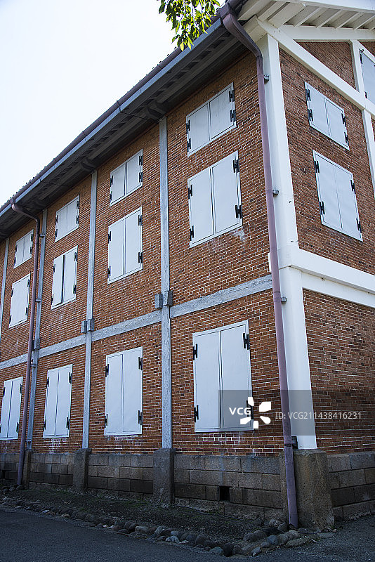 日本群马县富冈丝绸厂的茧仓库图片素材