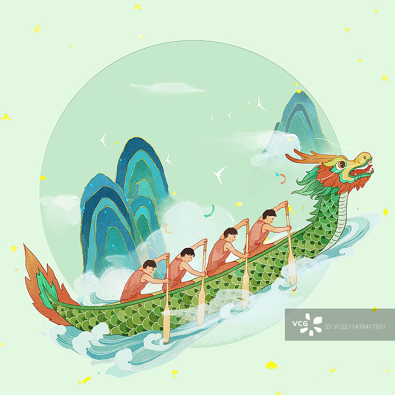 端午节赛龙舟插画图片素材