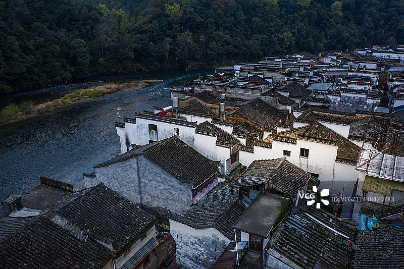 徽派建筑水乡汪口图片素材