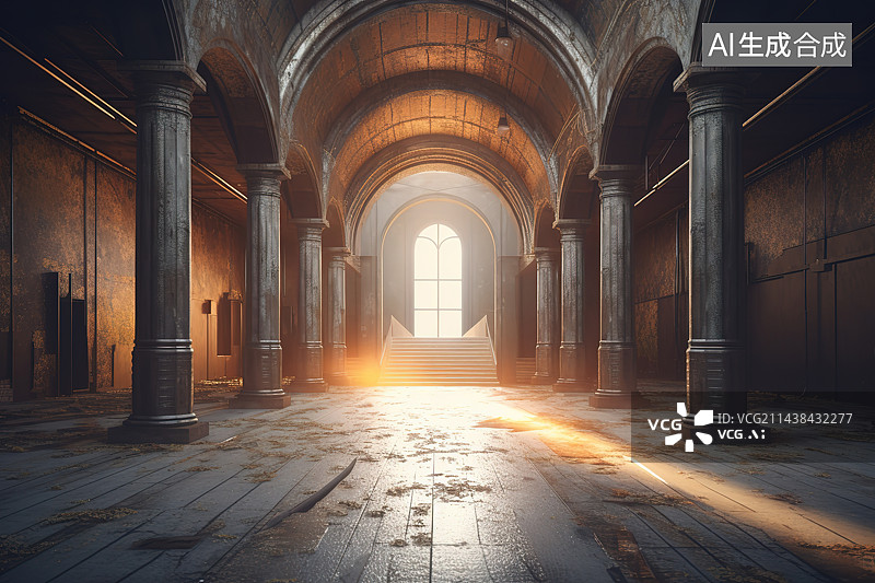 【AI数字艺术】教堂建筑内部图片素材