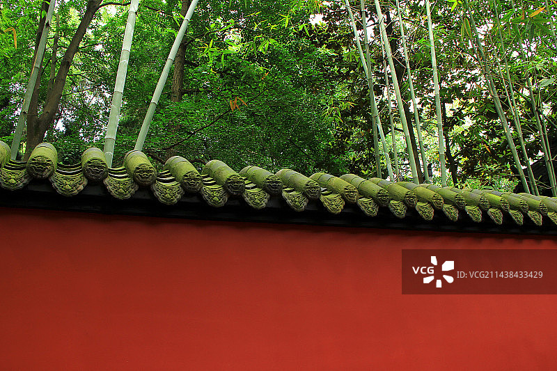 武侯祠的红墙绿竹图片素材