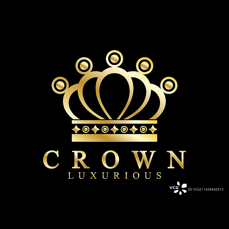 金色皇冠图标：女王、国王和奢华皇冠图片素材
