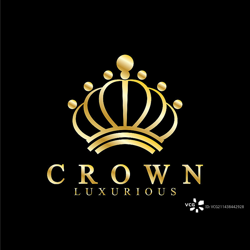 金色皇冠图标：女王、国王和奢华皇冠图片素材
